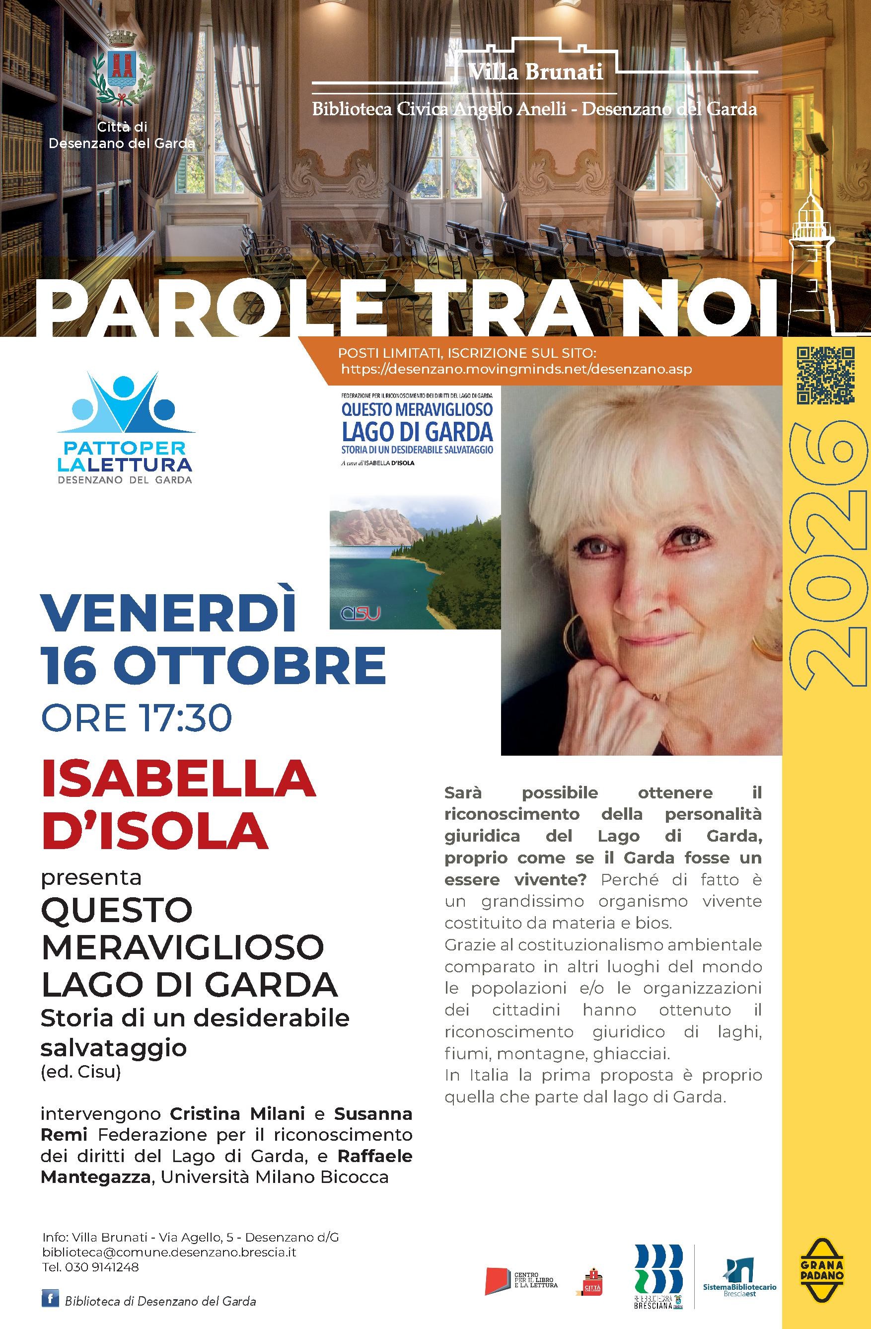 venerdì 16 ottobre, ore 17:30 PAROLE TRA NOI: Isabella D'isola